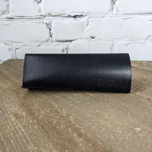 Fendi Glasses Case with cleaning cloth, black with logo interior